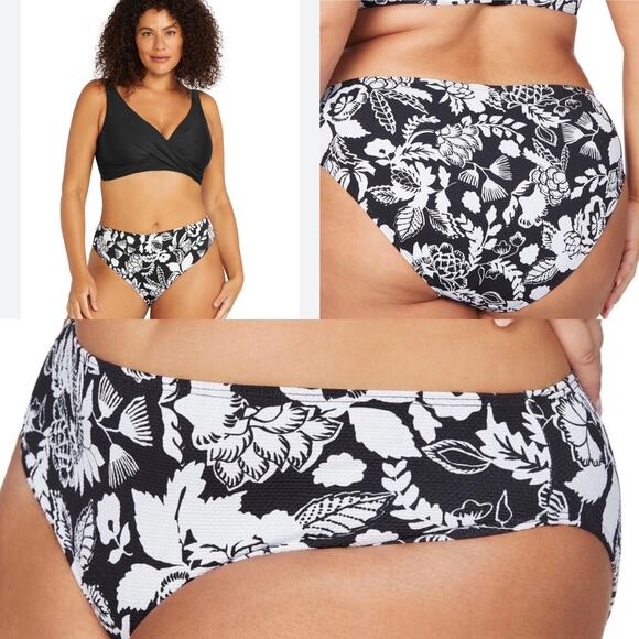 Artesands Cantata Forte Monet Mid Rise Curve Fit Brief‎ Black NWT Plus Size 18 - Picture 1 of 6